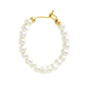 Mono Orecchino Marlù 18OR103G-W cerchietto perline pvd oro