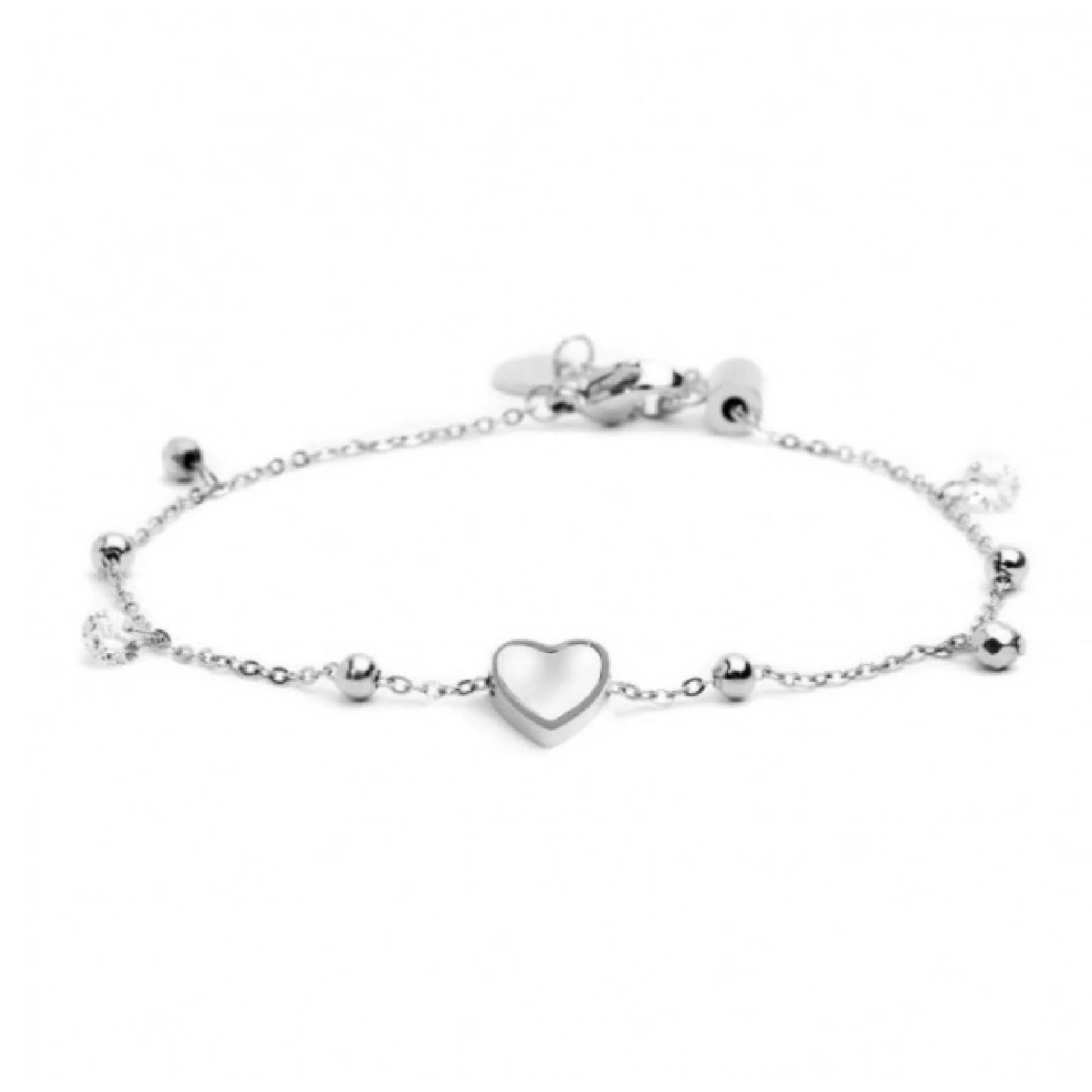 Bracciale cuore madreperla con sfere e zirconi