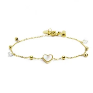 Bracciale cuore madreperla con sfere e zirconi