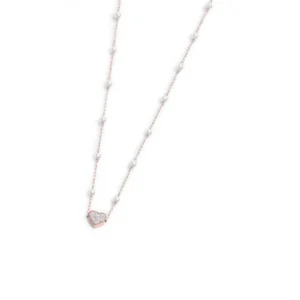 Collana cuore con cristalli e perle