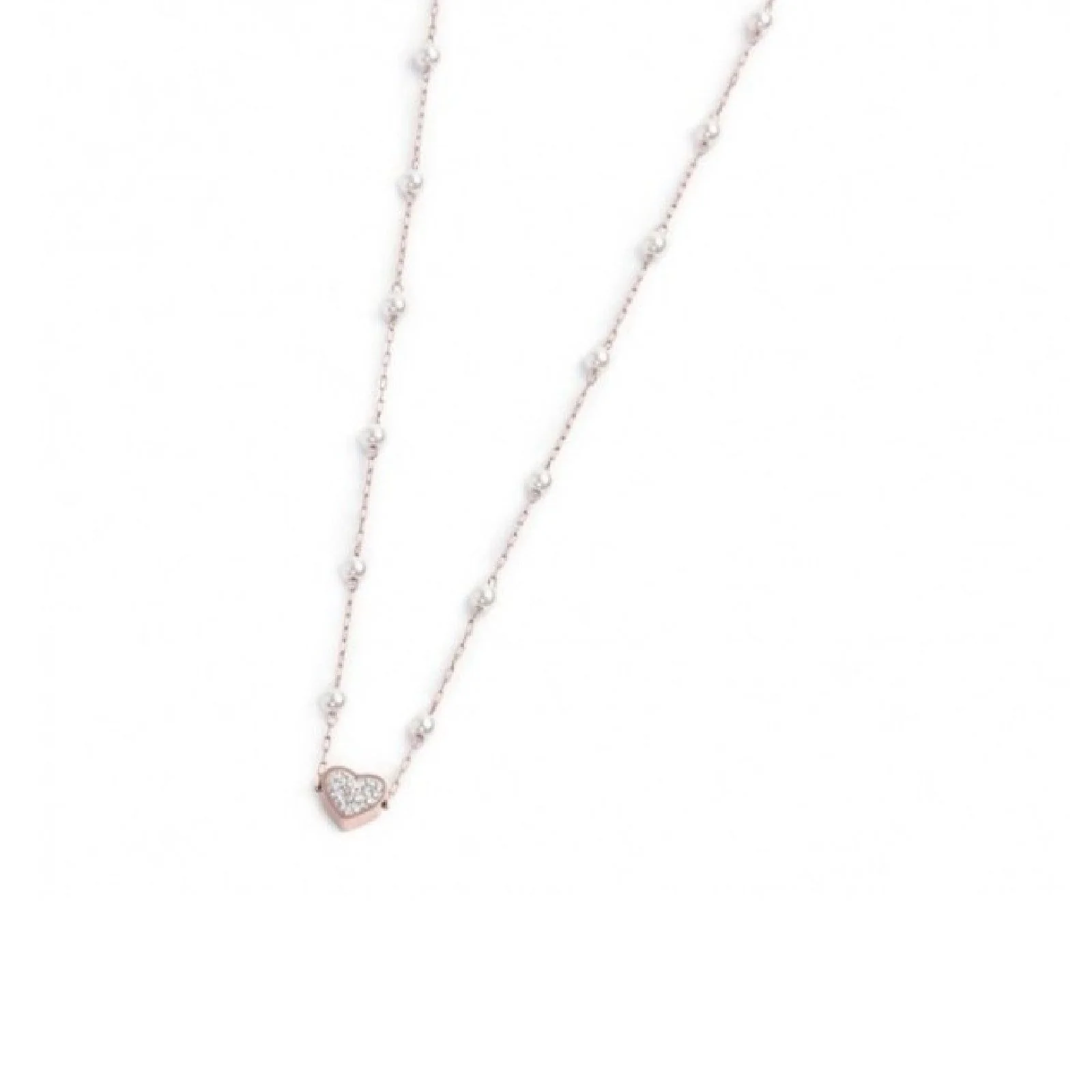 Collana cuore con cristalli e perle