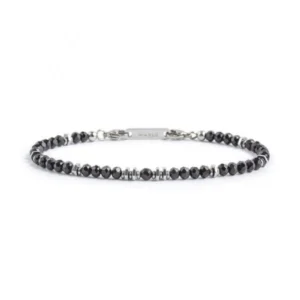 Bracciale ematite e cilindro centrale ACC AGATA NERA ED EMATITE MAN06