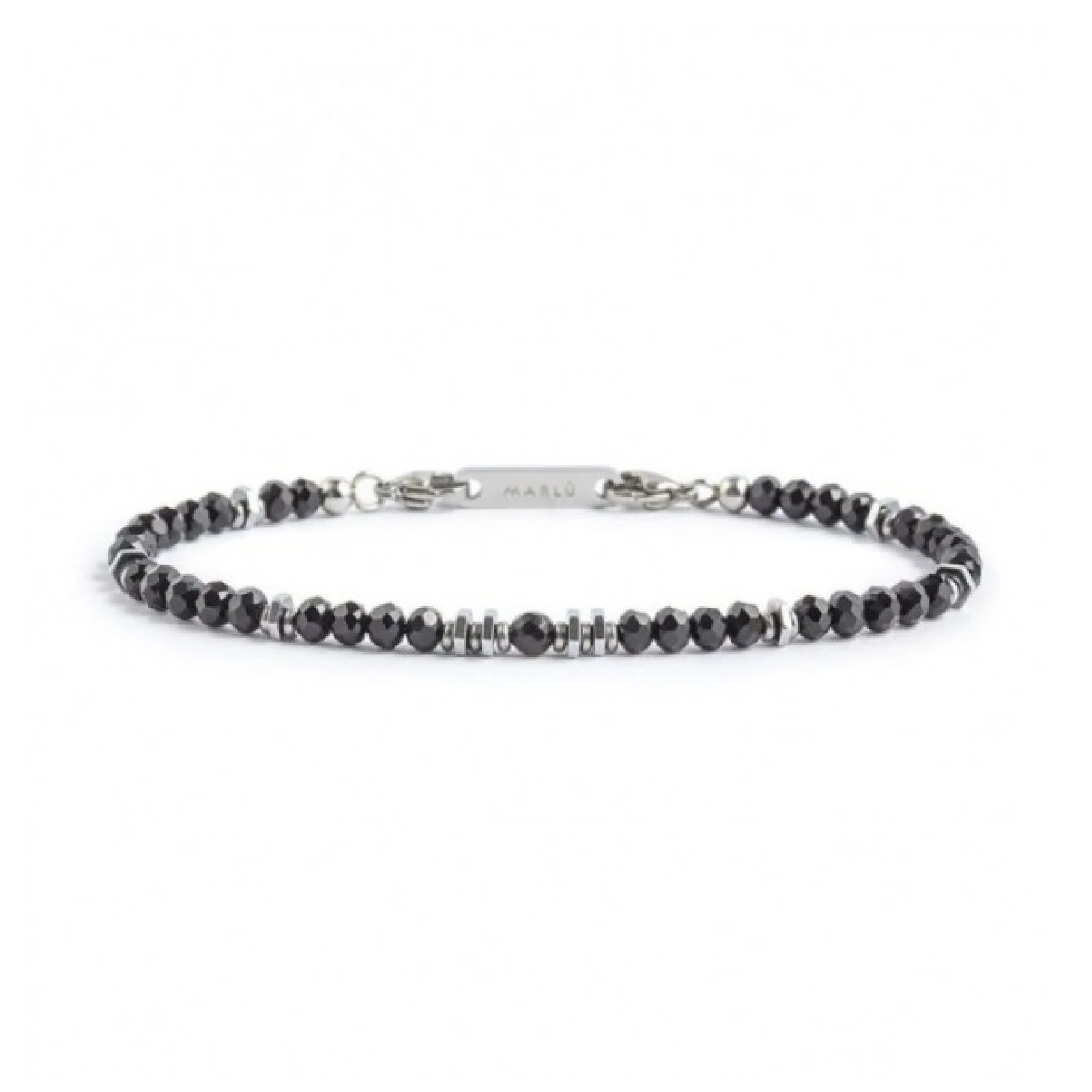Bracciale ematite e cilindro centrale ACC AGATA NERA ED EMATITE MAN06