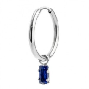 Orecchino a cerchio con zircone baguette  ACC MONO CERC CZ BLU BEW12