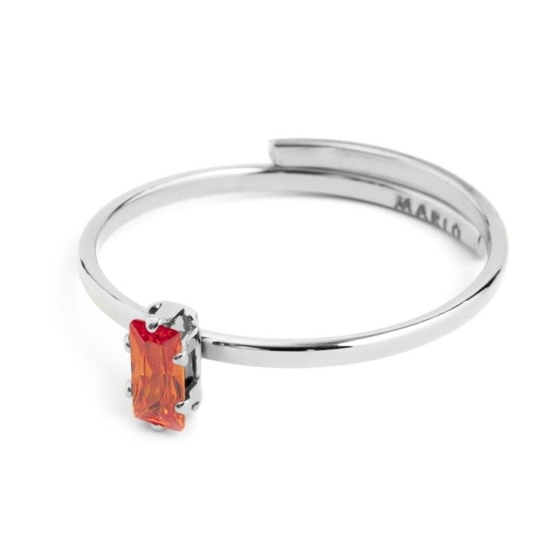 ANELLO CON CRISTALLO BAGUETTE ARANCIONE ACCIAIO