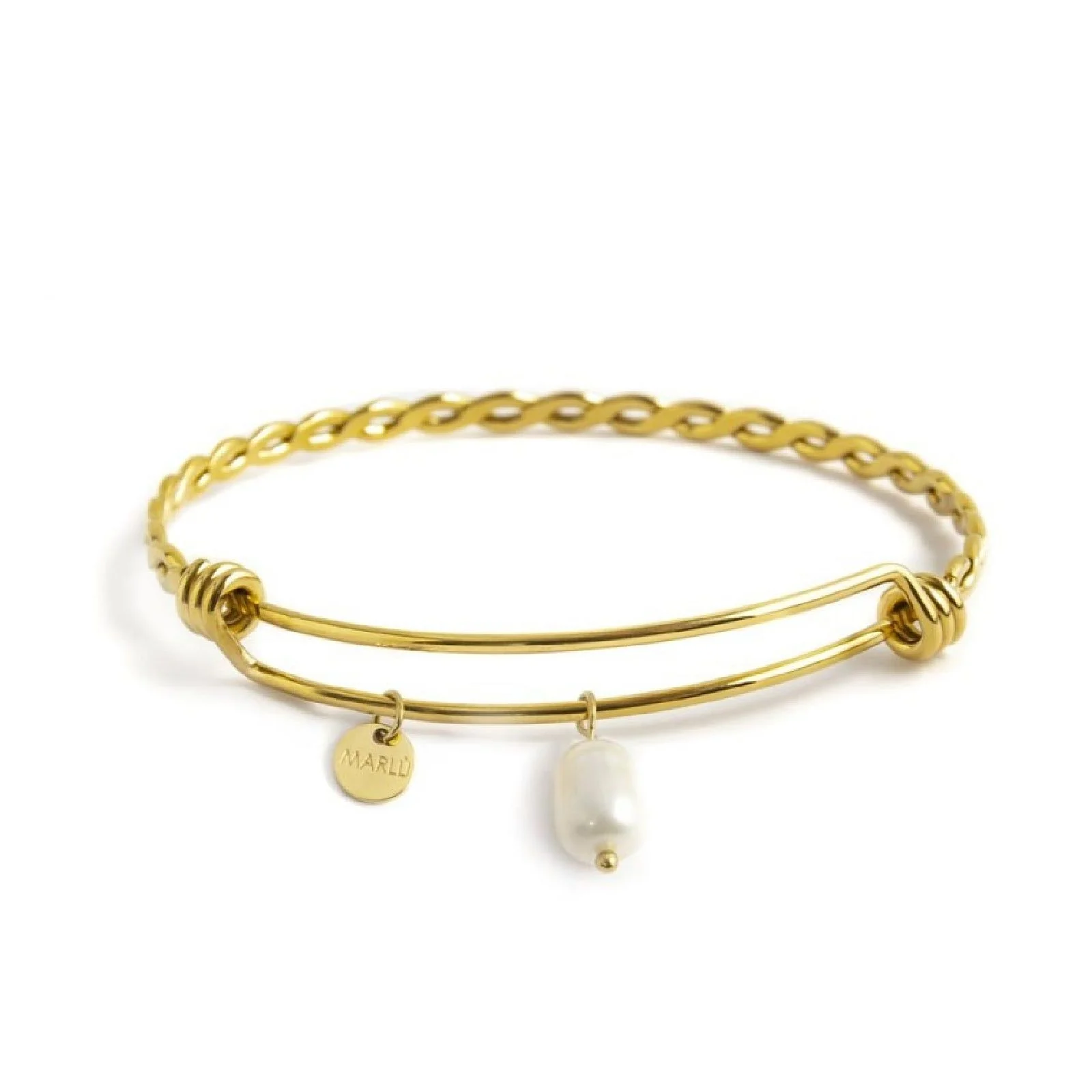 BRACCIALE ORO BANGLE TORCHON PERLA BASI
