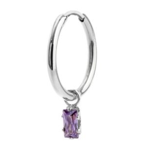 Orecchino a cerchio con zircone baguette ACC MONO CERCH CZ VIOLA BEW12