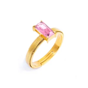Anello Donna Marlu' sparkles acciaio ORO TG S FASCETTA CZ ROSA SPK05