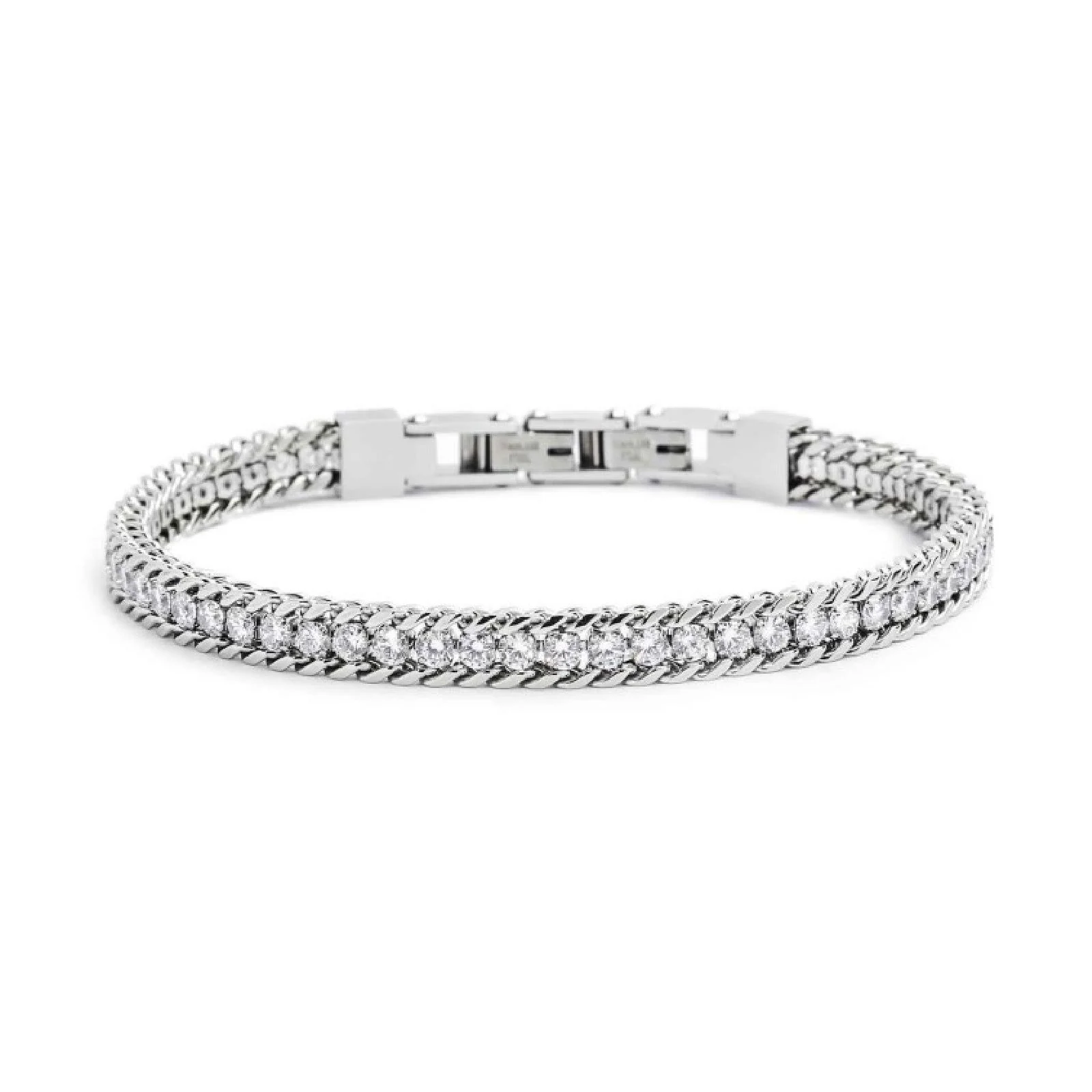 Bracciale tennis 3mm con catena grumetta ACC TG M TENNIS BIANCO 3MM SPK01