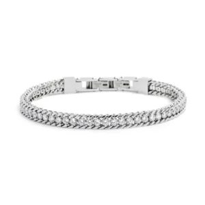 Bracciale tennis 3mm con catena grumetta ACC TG L TENNIS BIANCO 3MM SPK01