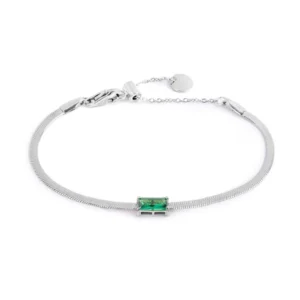 Bracciale catena snake con zircone baguette ACC SNAKE CRIST BAG VERDE SPK05