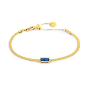 Bracciale catena snake con zircone baguette ORO SNAKE CZ BAG BLU SPK05