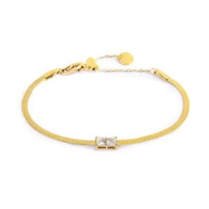 Bracciale catena snake con zircone baguette ORO SNAKE CZ BAG BIANCO SPK05