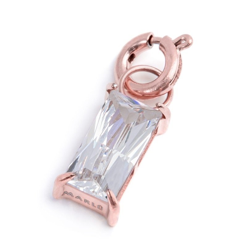 Charm con zircone baguette ROSE BAG CZ BIANCO SPK05