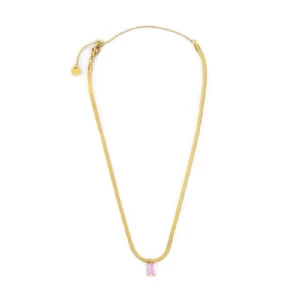 Collana catena snake con zircone baguette ORO SNAKE CZ BAG ROSA SPK05