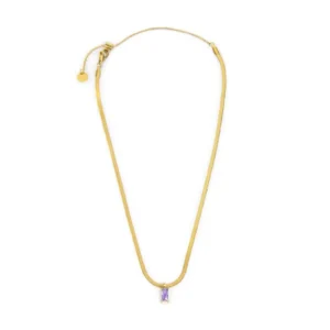 Collana catena snake con zircone baguette ORO SNAKE CZ BAG VIOLA SPK05