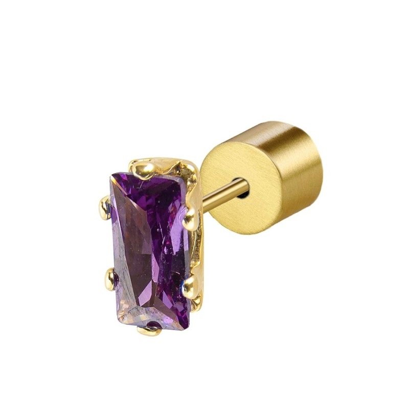 Mono Orecchino Marlù 31OR0002G-P baguette viola pvd oro