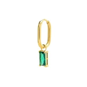 Orecchino ovale con zircone baguette ORO MONO OVALE CRIST VERDE SPK05