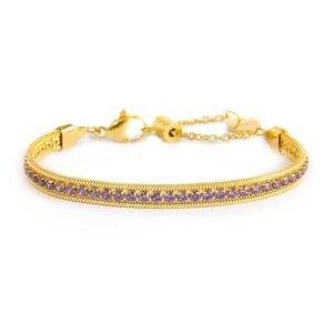 Bracciale Donna Gioielli Marlù ORO TENNIS VIOLA E SNAKE SPK03