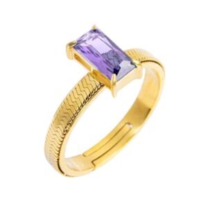 Anello Marlù  cristallo baguette  viola ORO TG S FASCETTA CZ VIOLA SPK05
