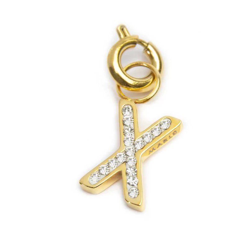 MARLU' CHARM ORO LETTERA X CRISTALLI TMT34