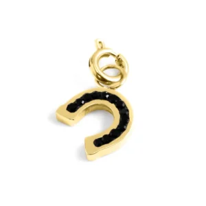 MARLU CHARM ACCIAIO ORO FERRO DI CAVALLO STRASS NERI 18CH108G-N