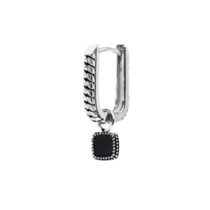 Orecchino a cerchio ovale con quadrato in onice pendente