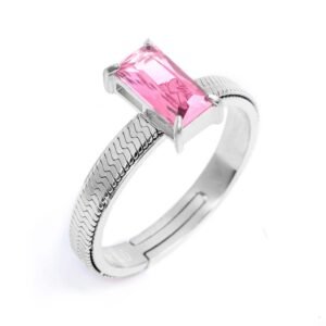 Anello con zircone baguette ACC TG S FASCETTA CZ ROSA SPK05