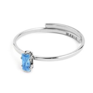 ANELLO CON CRISTALLO BAGUETTE ACC CZ ACQUA MARINA BEW12