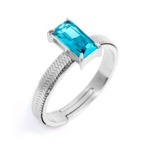 Anello Marlù 31AN0003AM-M cristallo baguette azzurro TG M
