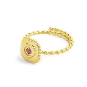Anello piastrina con cuore con zircone