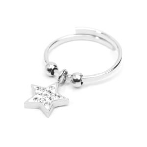 Anello stella con cristalli pendente