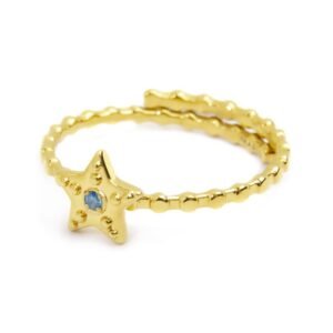 AN ORO STELLA CZ AZZURRO TMT28