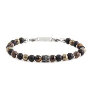 Bracciale SF AGATA NERA E OC.TIGRE NAM02