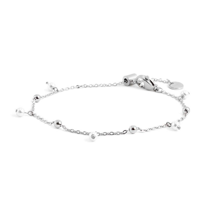 Bracciale catena con sfere e perle acciaio