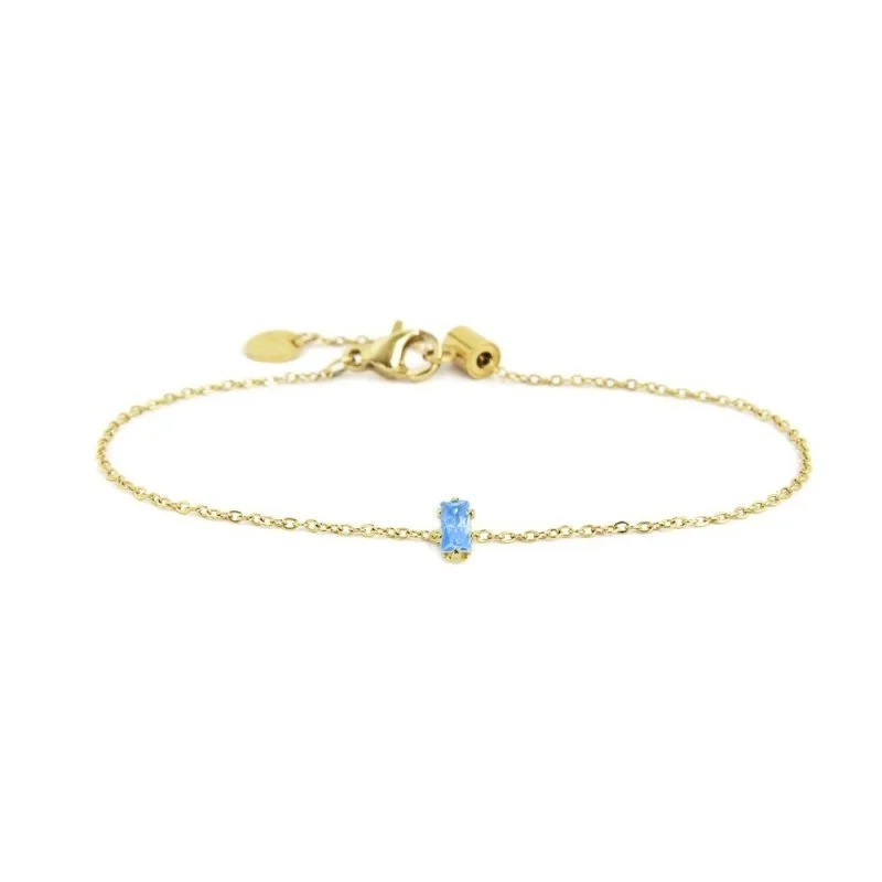 Bracciale con zircone baguette ACC ORO CZ ACQUA MARINA BEW12