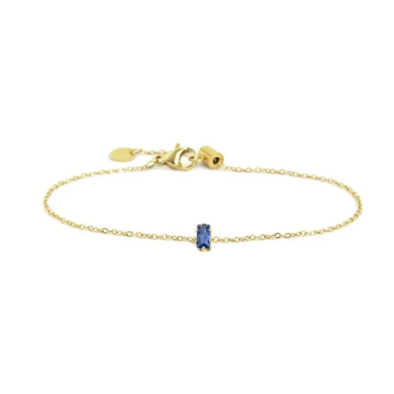 Bracciale con zircone baguette ORO CUBIC ZIRCONIA BLU BEW12