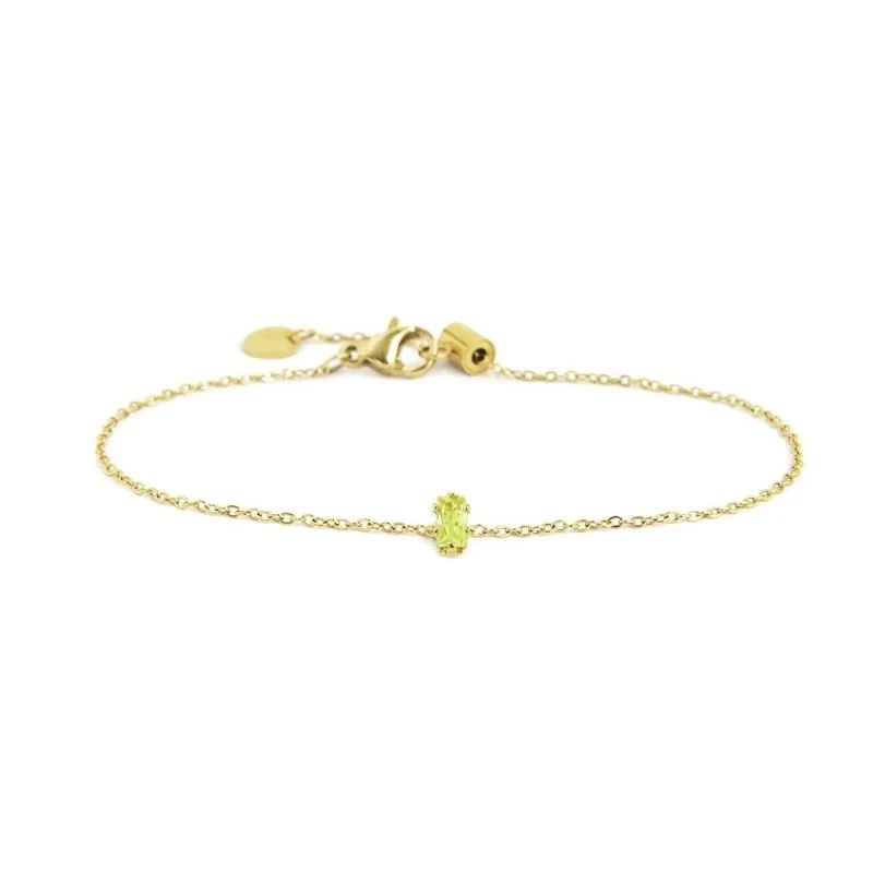 Bracciale con zircone baguette ORO CUBIC ZIRCONIA VERDE BEW12