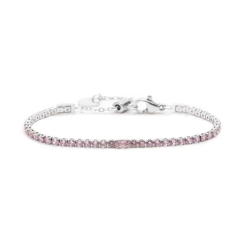 Bracciale Marlù Sparkles da donna acciaio TENNIS 2,50MM ROSA SPK02