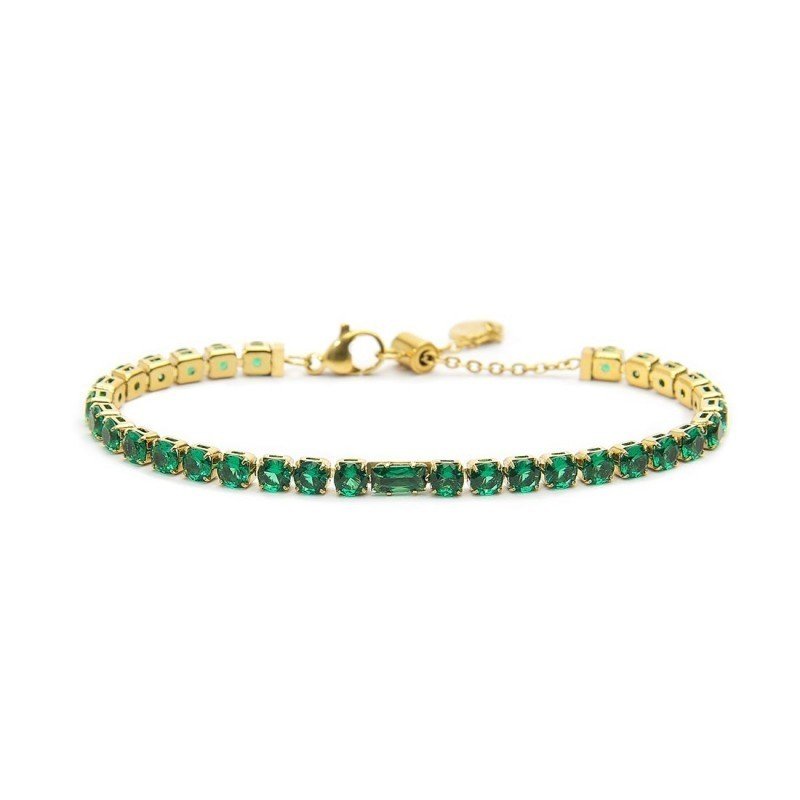 Bracciale Marlù tennis zirconi verdi pvd oro