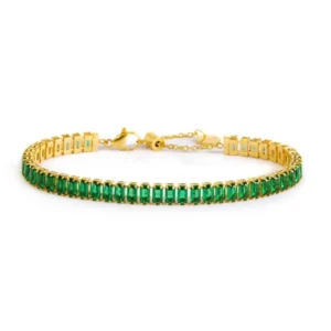 Bracciale Donna Gioielli Marlù ORO TENNIS BAGUET VERDE SPK03