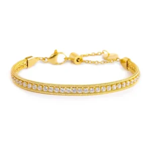 Bracciale Donna Gioielli Marlù ORO TENNIS BIANCO E SNAKE SPK03