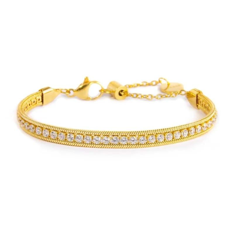 Bracciale Donna Gioielli Marlù ORO TENNIS BIANCO E SNAKE SPK03
