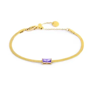 Bracciale catena snake con zircone baguette ORO SNAKE CZ BAG VIOLA SPK05