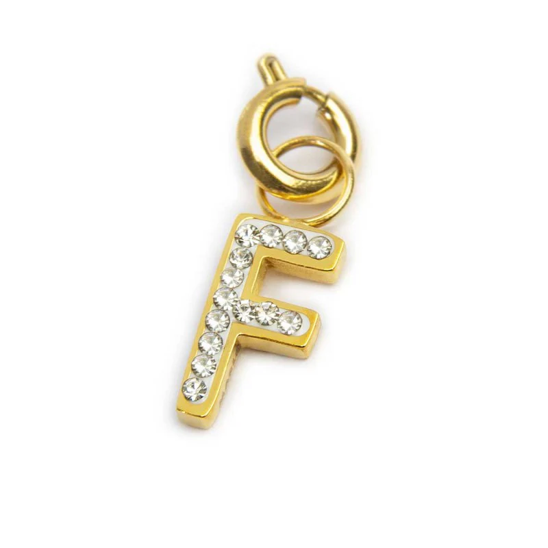 MARLU' CHARM ORO LETTERA F CRISTALLI TMT34