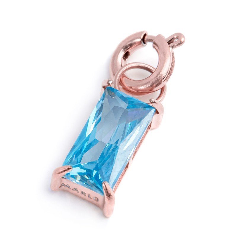 Charm con zircone baguette ROSE BAG CZ ACQ.MAR. SPK05