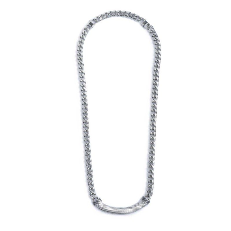 Collana catena cuban con catena snake piatta centrale