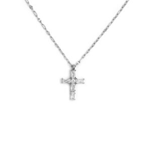 Collana croce pendente con cristalli baguette ACC BIAN SPK10
