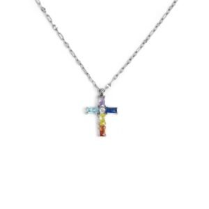 Collana croce pendente con cristalli baguette ACC MULTIC SPK10