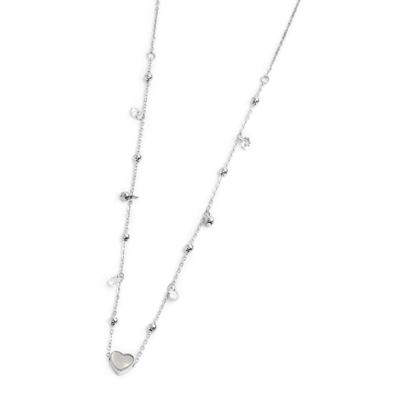 Collana cuore madreperla con sfere e zirconi